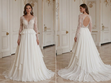 Chiffon Wedding Dress With Long Flowing Train