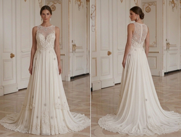 Chiffon-Brautkleid mit zurückhaltender Bedeckung