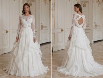 Chiffon Wedding Dress With Organza Mix Bridal