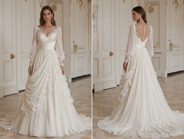 Chiffon Wedding Dress With Satin Bodice Bridal