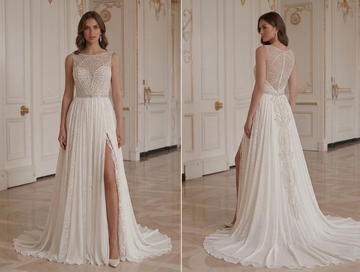 Robe de mariée en chiffon avec fente Moderne et élégante