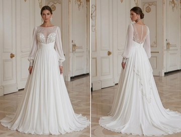 Chiffon Wedding Dress With Soft Waistline Bridal