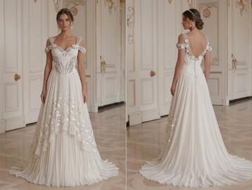 Chiffon Wedding Dress With Structured Bodice Bridal