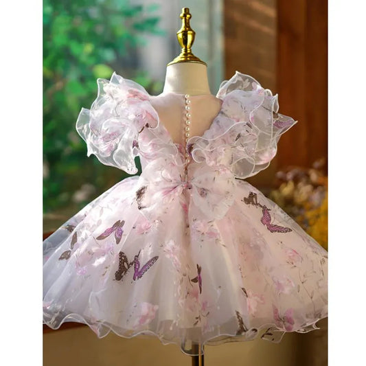 Children's Princess Evening Gown Fashionable Printed Ruffle Design Wedding Birthday Baptism Easter Eid Party Girls Dresses A2598 Sarah Houston