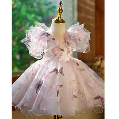 Children's Princess Evening Gown Fashionable Printed Ruffle Design Wedding Birthday Baptism Easter Eid Party Girls Dresses A2598 Sarah Houston