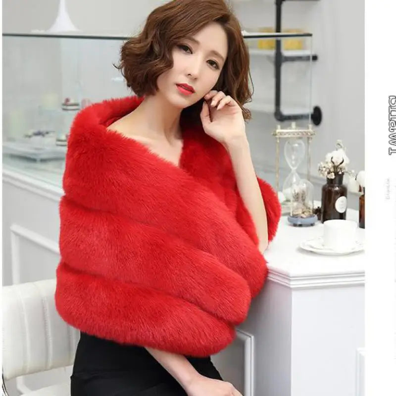 Classic Wedding Jacket Elegant Ladies 7 Colors Soft Fur Shawl Faux Fox Feathers Adult Bride Dress Female Cape Autumn And Winter Sarah Houston