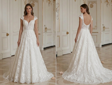 Vestido de novia de encaje clásico escote corazón