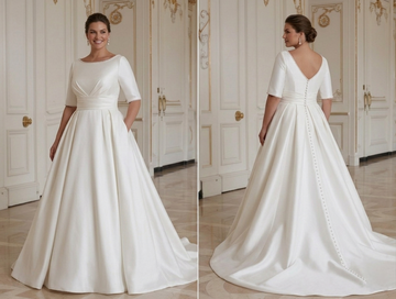 Klassisches Hochzeitskleid für kurvige Braut Zeitlos Elegante Brautmode