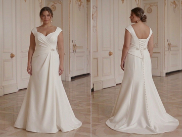 Robe de Mariée Blanche Classique pour Mariée Pulpeuse Style Nuptial Intemporel