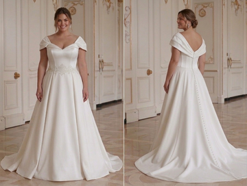 Vestido de Noiva para Mulheres Curvilíneas com Design Elegante e Ombros Descobertos