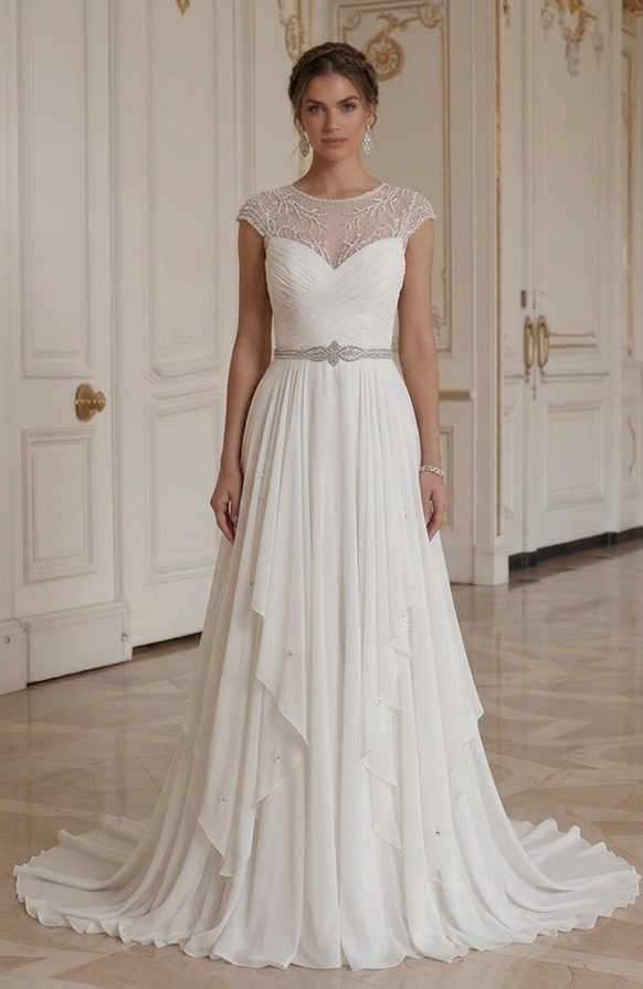Robe de mariée sur mesure en chiffon adaptée aux mariées