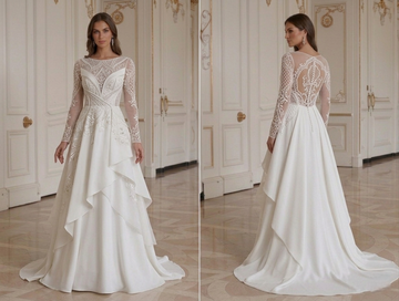 Vestido de novia a medida con mangas largas personalizado