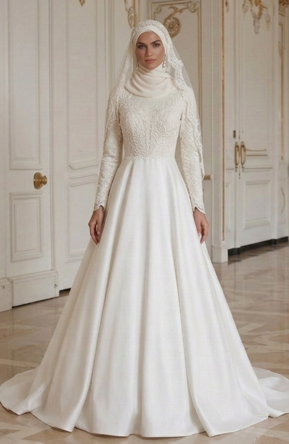 Rochie de Mireasă Musulmană Personalizată Croială Pe Măsură