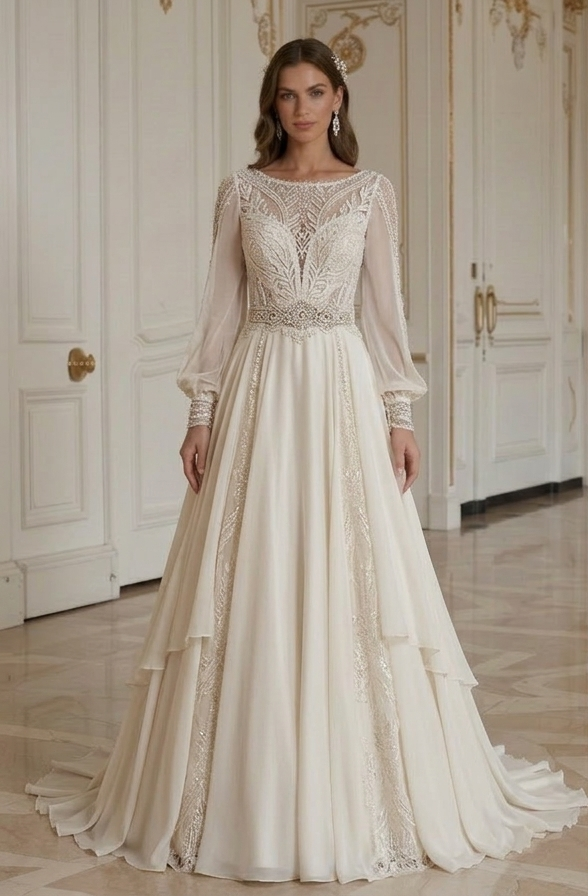 Designer-inspiriertes Boho Hochzeitskleid Luxus-Stil