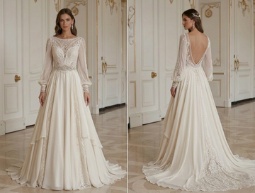 Rochie de mireasă boho inspirată de designeri, stil lux