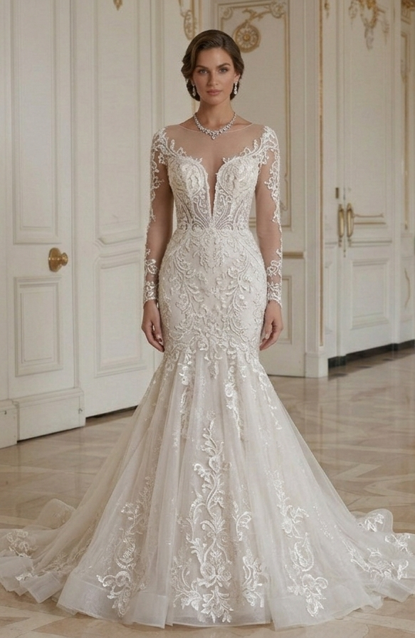 Designer-inspiriertes Meerjungfrau-Brautkleid Luxuriös