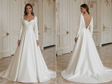 Designer-inspiriertes minimalistisches Hochzeitskleid Luxus Braut