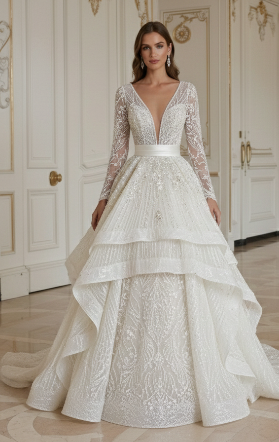 Designer Inspirerad Prinsess Brudklänning Lyxig Couture