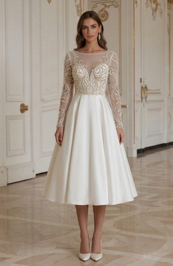 Vestido de Novia Corto Inspirado en Diseñador Nupcial de Lujo