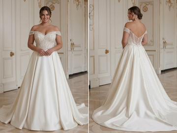 Designer geïnspireerde trouwjurk voor een vrouw met rondingen Luxe bruidslook