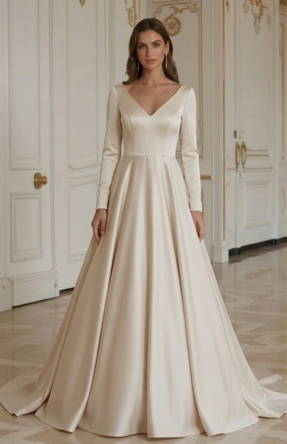 Rochie de mireasă elegantă pentru plajă Satinată