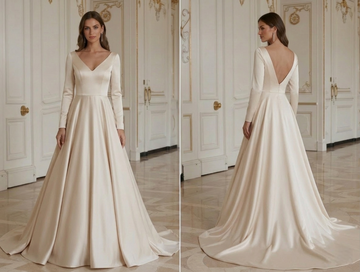 Elegant Beach Wedding Dress Satin Beach Bridal