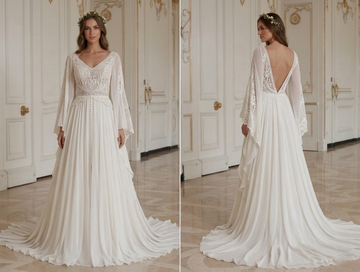 Elegantes Boho Hochzeitskleid Fließender Boho-Stil