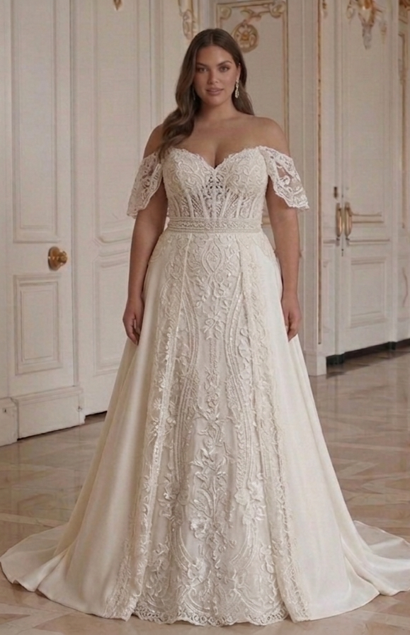 Elegantes Brautkleid für kurvige Frauen im luxuriösen Stil