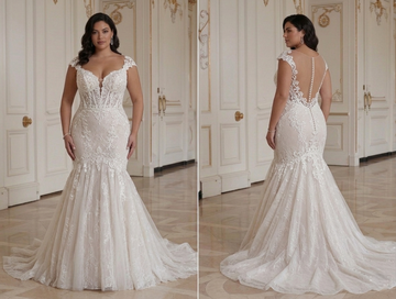 Elegant Flattering Fit Wedding Dress For Curvy Brides Plus Size Bridal Gown