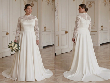 Elegant Long Sleeve Wedding Dress For Plus Size Brides Modest Style