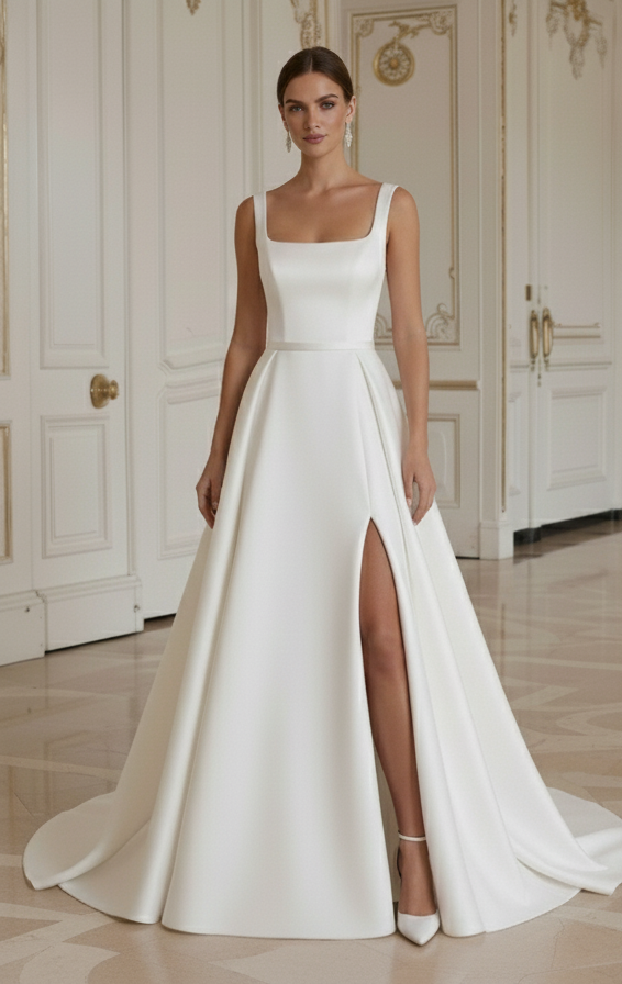 Elegante moderne minimalistische luxe bruidsjurk
