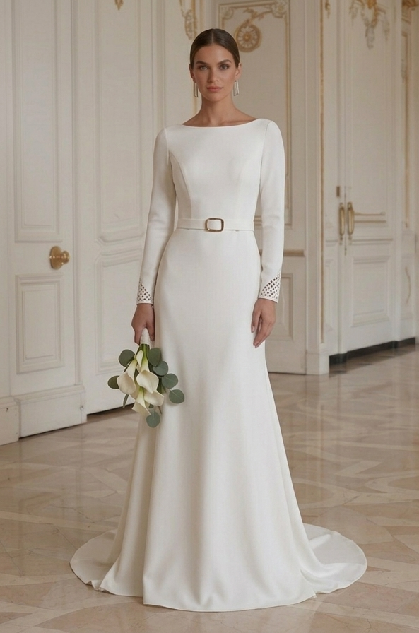 Elegante moderne minimalistische luxe bruidsjurk