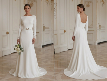 Elegant Modern Minimalist Wedding Dress Luxury Bridal
