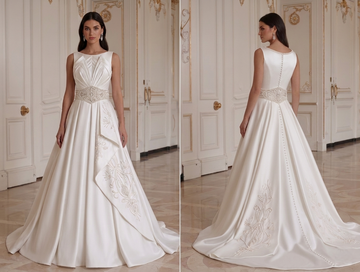 Elegante satijnen trouwjurk premium bruidsjurk