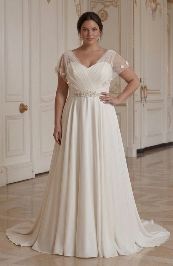 Elegant Wedding Dress For Curvy Bride Soft Feminine Design