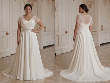 Vestido de Noiva Elegante para Noiva Curvilínea Design Suave e Feminino