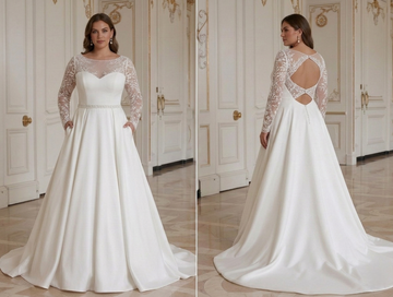 Robe de mariée élégante pour mariée grande taille avec détail dos ouvert