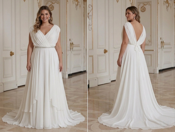 Luchtige chiffon trouwjurk voor plus size bruid zomerse bruidsstijl