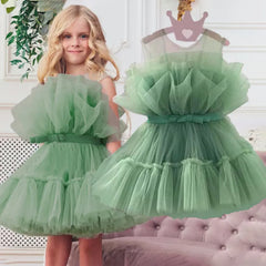 Fluffy Lace Bow Kids Party Dresses For Girls Children Costume Toddler Bridemads Princess Dress Girl Host Wedding Gown 3-10 Years Sarah Houston