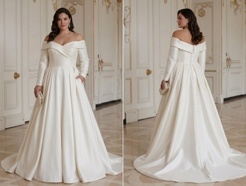 Vestido de boda formal para novia talla grande estilo elegante para recepción