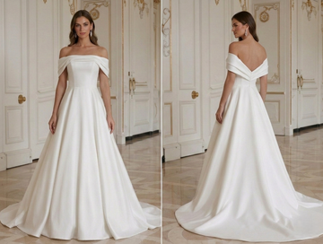 A-Line Wedding Dress Off Shoulder Elegant Bridal Style