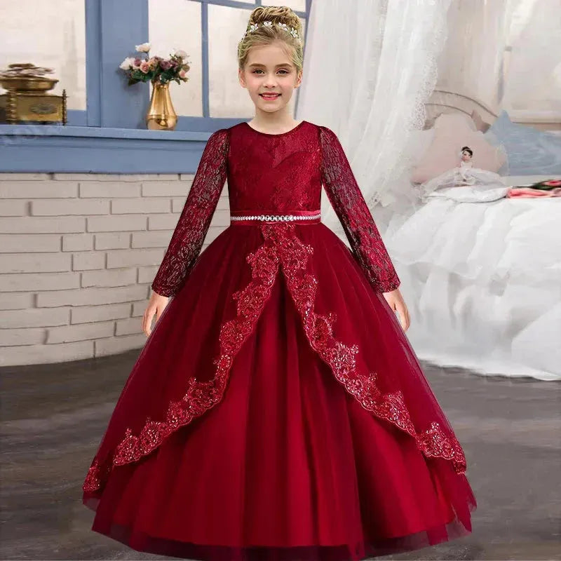 Girls' Long sleeved Princess Dress 4-12 Years Old Sequin Embroidered Bunny Dress Banquet - Evening Dress