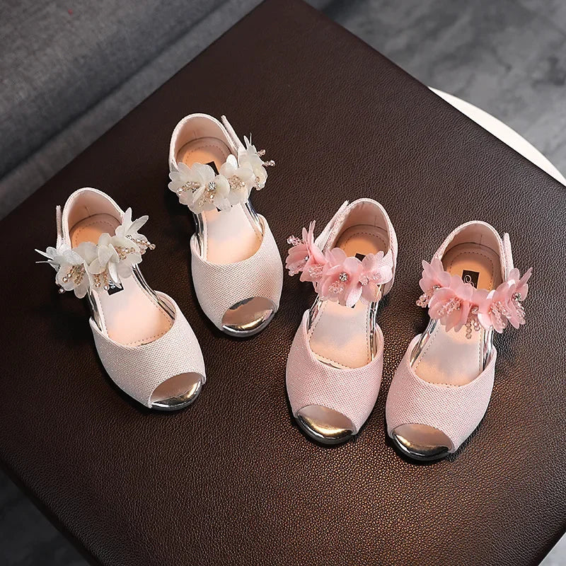 Girls Rhinestone Flower Shoes Low Heel Flower Wedding Party Dress Pump Shoes Princess Shoes For Kids Toddler Sarah Houston