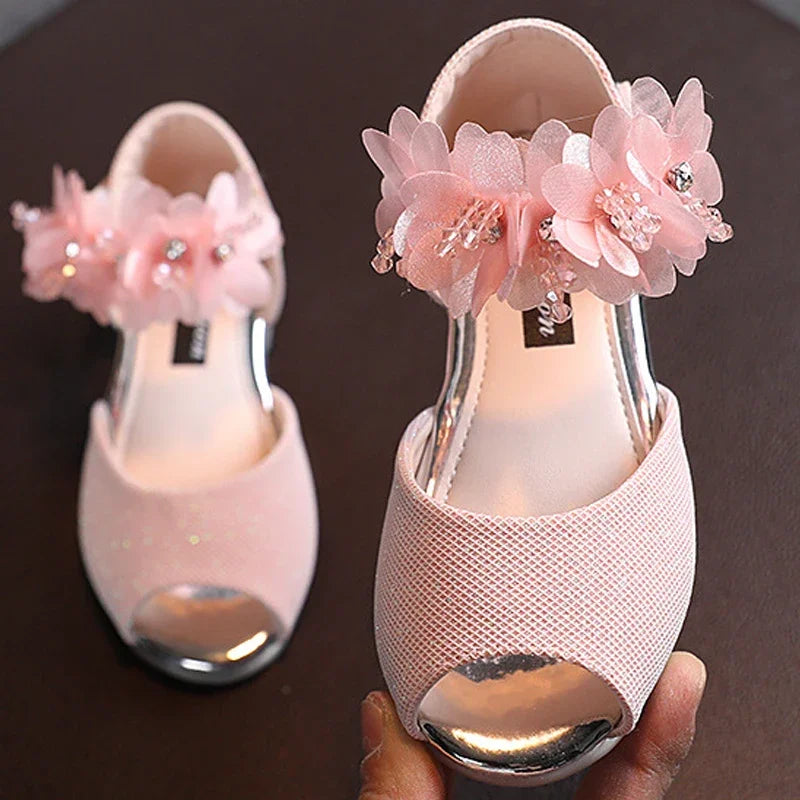 Girls Rhinestone Flower Shoes Low Heel Flower Wedding Party Dress Pump Shoes Princess Shoes For Kids Toddler Sarah Houston