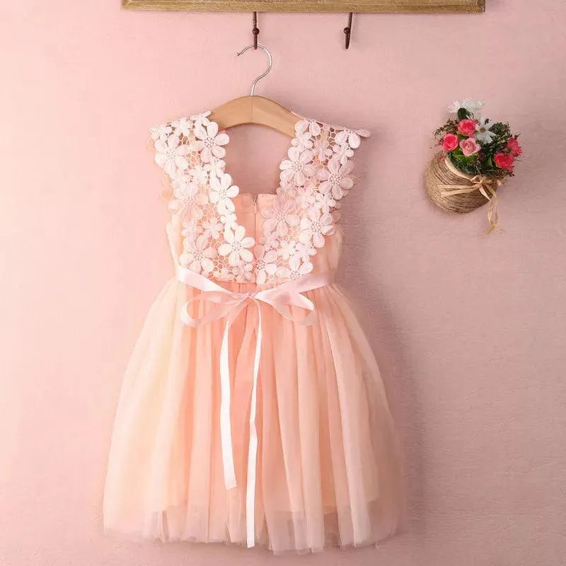 Wholesale Princess Toddler Kid Child Girl Tutu Dress Lace Tulle Party Wedding Birthday Dresses For Girls Summer Sleeveless