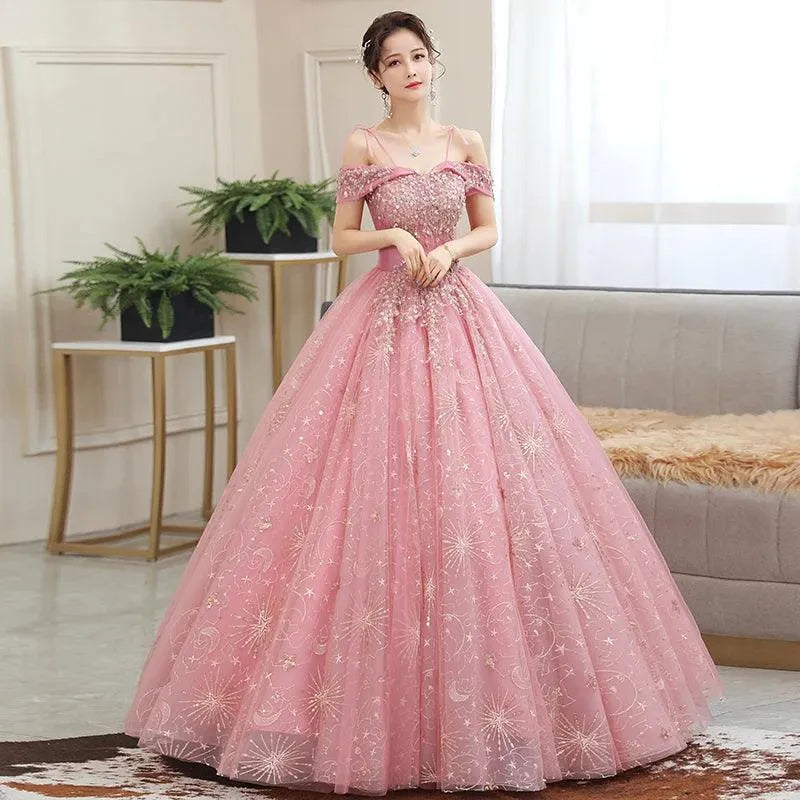 Quince Dress | Off The Shoulder Quinceanera Dresses Shining Beading Ball Gown Prom Dress Plus Size Pink Quinceanera Dresses Customized