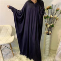 Ramadan Plain Abaya Prayer Long Dress Muslim Women Batwing Sleeve Free Size Hijab Robe Jilbab Islamic Dubai Saudi Modest Kaftan navy blue abaya One Size