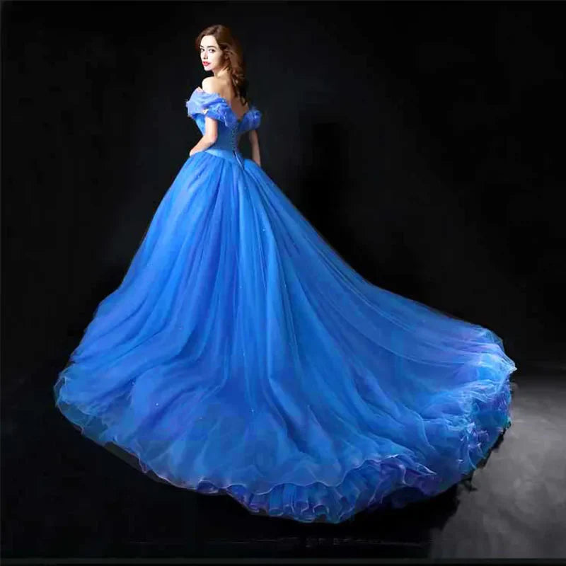 Halloween Women New Movie Blue Cinderella Sweetheart Luxury Wedding Dress Adult Ball Gown Wedding Dresses Robe De Mariee