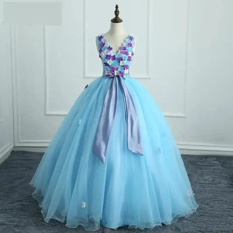 Quince Dress | Quinceanera Dresses Sexy V-neck Ball Gown Lace Gorgeous Party Prom Foraml Homecoming Gowns Customized
