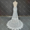 Spaghetti Strap Lace Mermaid Wedding Dress Boho Beach Rustic Open Back Backless Cut Out Country Sweep Train Bridal Gowns